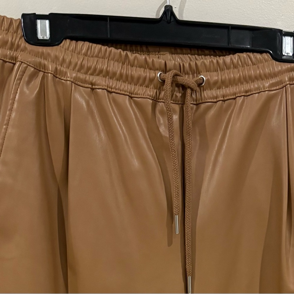 Zara Tan Faux Leather Joggers